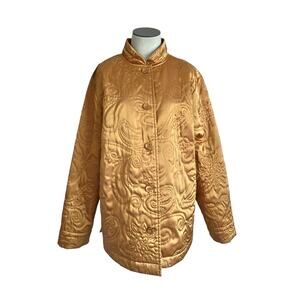 Classic Elements Dressy Vintage 90s Y2K Copper Bronze Quilted Jacket Size XL